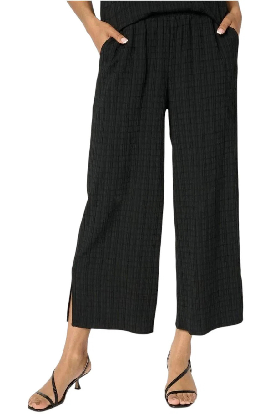 Joan Rivers Women's Crinkle Texture PullOn Cropped Pants Black - Petite